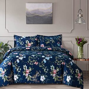 tribeca living velvet floral printed king duvet cover set, soft touch, oversized, luxury three piece set includes one duvet cover and sham pillowcases, calla multicolor