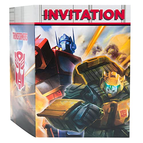 Unique Transformers Birthday Party Supplies Bundle Pack includes 24 Party Invitations and 1 Dinosaur Sticker Sheet