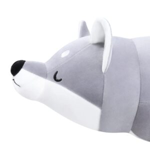 Auspicious beginning 30'' Shiba Inu Plush Stuffed Animal Dog Plush Pillow Children Hugging Pillow Sleeping Comfort Cushion Soft Plush Toy (Gray)