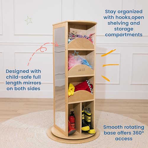 ECR4Kids Rotating Dress-Up Carousel, Costume Organizer, Natural