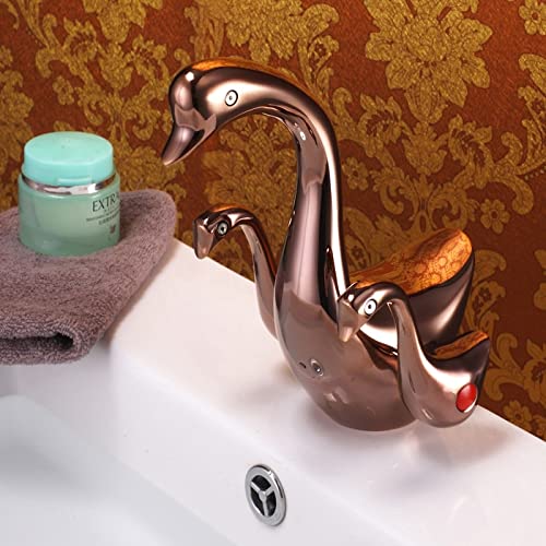 X9608B - Deck Mounted 2 Models 3 Colors Brass Material Swan Basin Mixer - ( Surface Finishing: Brass/ Color: Chrome )