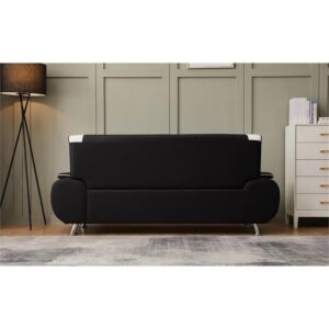 Kingway Furniture Lilian Faux Leather Livingroom Sofa in Blackwhite