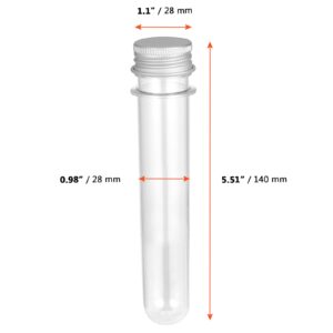 SINJEUN 80 Pack 45ml Clear Plastic Test Tubes with Caps, 25x140mm Bath Salt Tubes, Good Seal Test Tubes Containers with Screw Lip for Sample, Gumball, Candy, Scientific Experiments