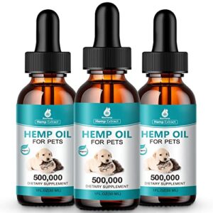 hemp oil for cats and dogs (3 packs) pet hemp drops helps anxiety stress pain holistic inflammation skin allergies relief joint hip Аrthritis sleep aid calm tincture oils, organic extract treats