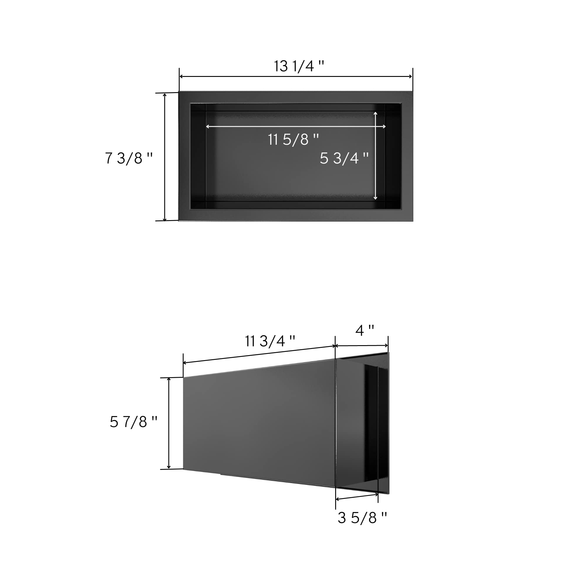 Odass | Shower Niche | 12" X 6" | NO Tile Needed ­| Rectangular Stainless Steel #304 Niche | Matt Black Recessed Single Shelf Organizer | Bathroom Storage for Shampoo Bottle