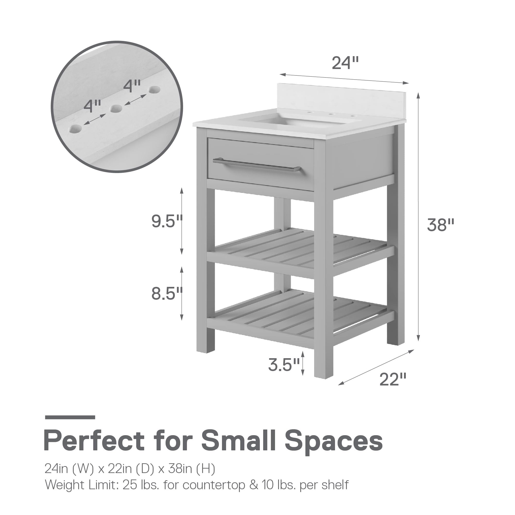 DHP Camden 24” Bathroom Vanity, Gray