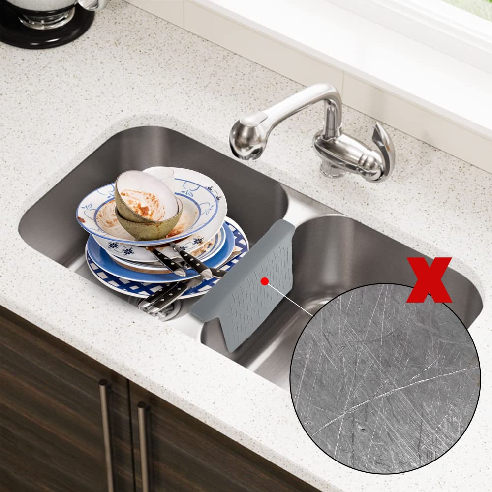 Sink Divider Ultra Thin Sink Saddle Mat VELOVYO Weak Suction Sink Protector Super Soft Kitchen Sink Mat No Smell Never Stain