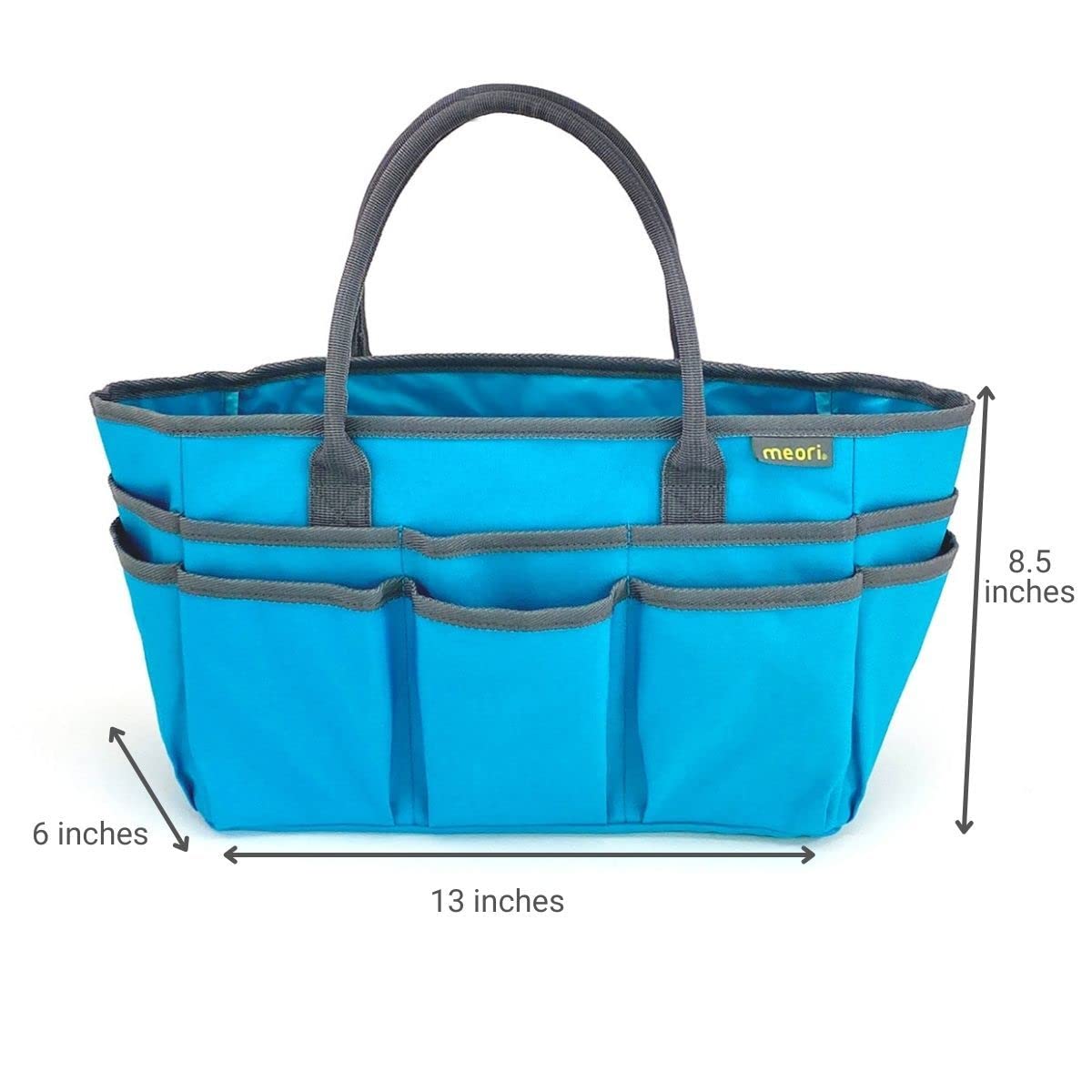 meori Large Portable Craft Tote Bag Caddy Organizer Structured Bottom Zipper Pocket Sewing Paper Art Quilting Padded Handles (Azure Blue)