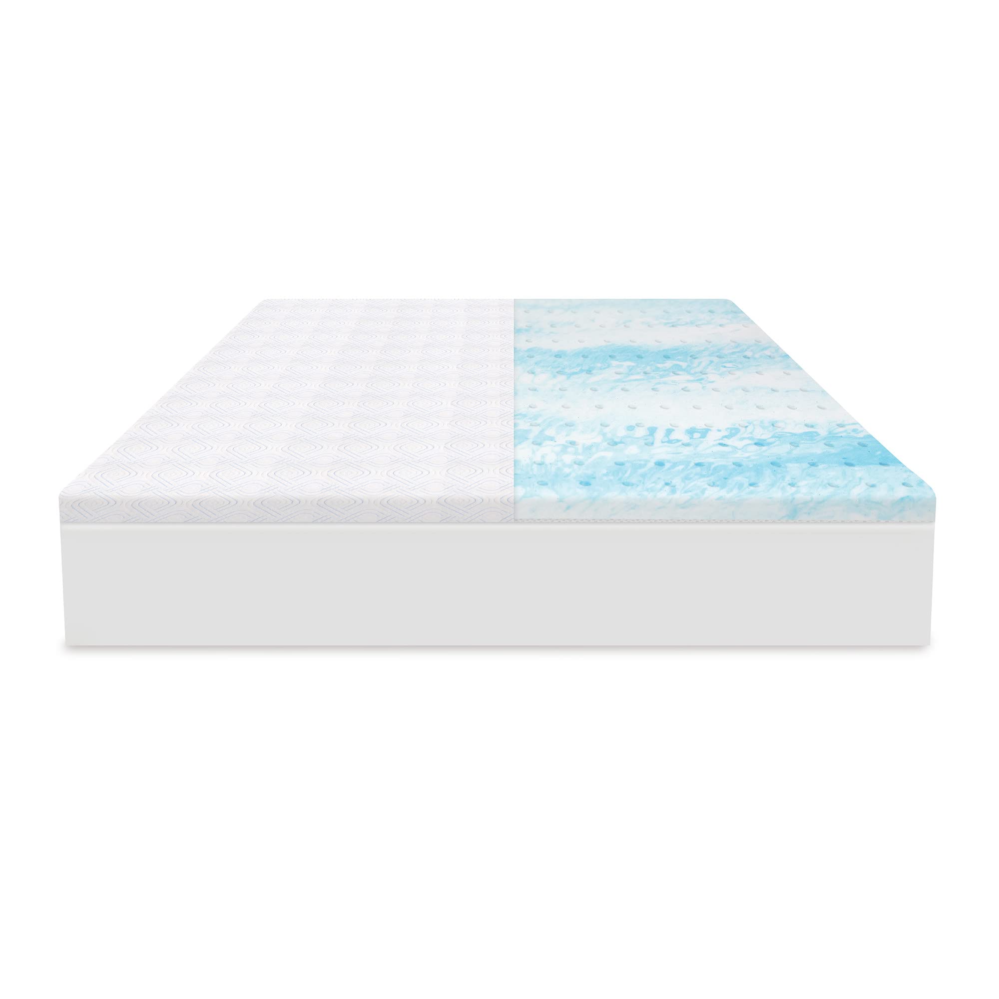 SensorPEDIC Majestic 2-Inch Gel Swirl Memory Foam Mattress Topper, Twin, White