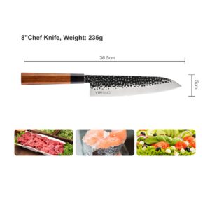 Japanese Chef Knife, 8 Inch Professional Kitchen Knife Forged Kitchen Chef Knife with Octagonal Handle Chef‘s Knives for Home & Restaurant Professional cooking knives