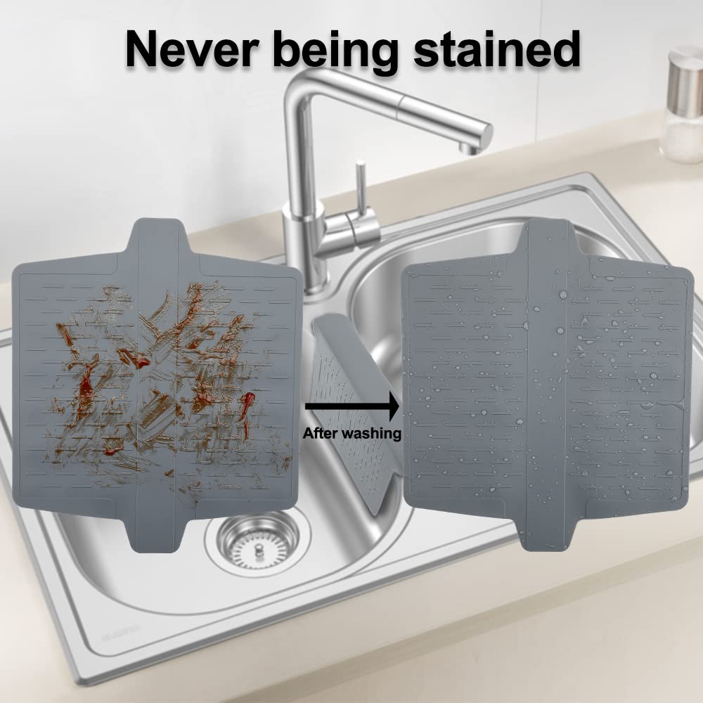 Sink Divider Ultra Thin Sink Saddle Mat VELOVYO Weak Suction Sink Protector Super Soft Kitchen Sink Mat No Smell Never Stain