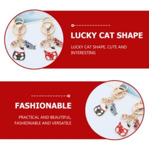 NUOBESTY Maneki Neko Lucky Cat Keychain: Japanese Beckoning Cat Keyring Fengshui Fortune Key Chains for Wealth Fortune