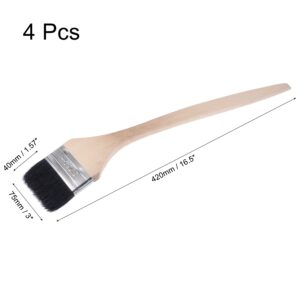 uxcell Bent Radiator Paint Brush 17" Length 3" Width Bristle with Long Wood Handle for Wall Treatment Black 4Pcs