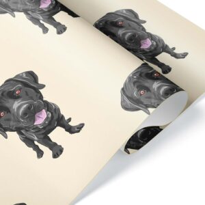 Cute Black Labrador Retriever Gift Wrap, Black Lab Wrapping Paper, Dog Christmas Birthday Party Decoration Decor (6 foot x 30 inch roll)