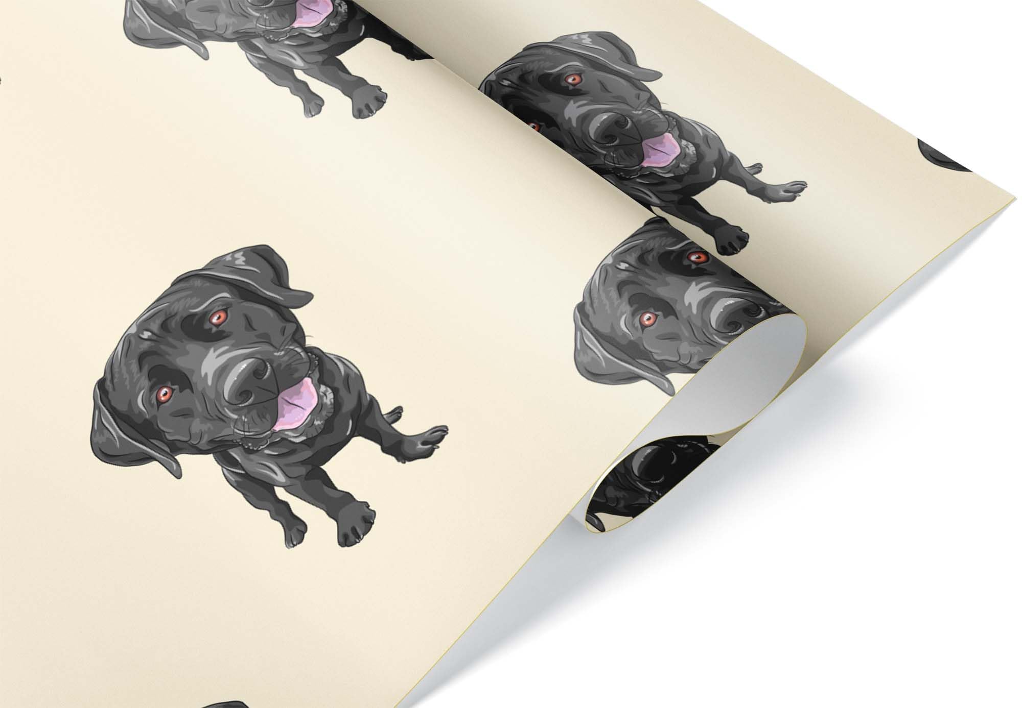 Cute Black Labrador Retriever Gift Wrap, Black Lab Wrapping Paper, Dog Christmas Birthday Party Decoration Decor (6 foot x 30 inch roll)