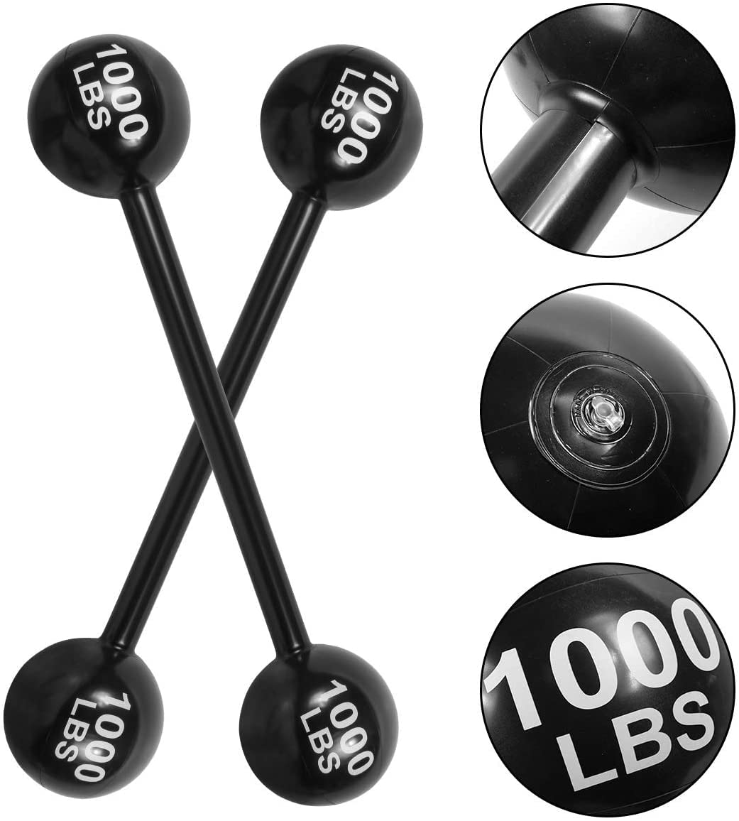 2 PCS Giant Inflatable Dumbbell Barbell - Carnival Circus Birthday/Halloween Party Decorations Supplies Fake Weights Cosplay Props - Blow Up Costume Photo Booth Props Accessory