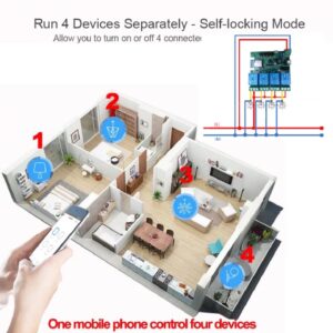 MHCOZY 4 Channel Smart WiFi RF Bluetooth Wireless Dry Contact Relay Switch Module,Phone app Remote Control,Work with Alexa Google Home (Tuya 4CH 5V AC/DC7-32V)