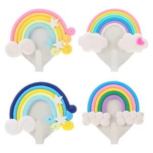 cabilock 4pcs adhesive rainbow hook drill wall hangers hooks waterproof sundries key organizer hook for home office bedroom