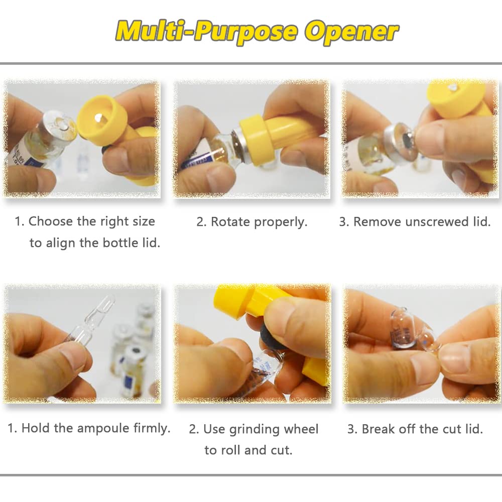 SunMelt Ampoule Vial Bottle Opener, Double-Head Decapper Nursing Cutter Operation Supplies for Science Lab, Clinic, Home Care, 2 PCS