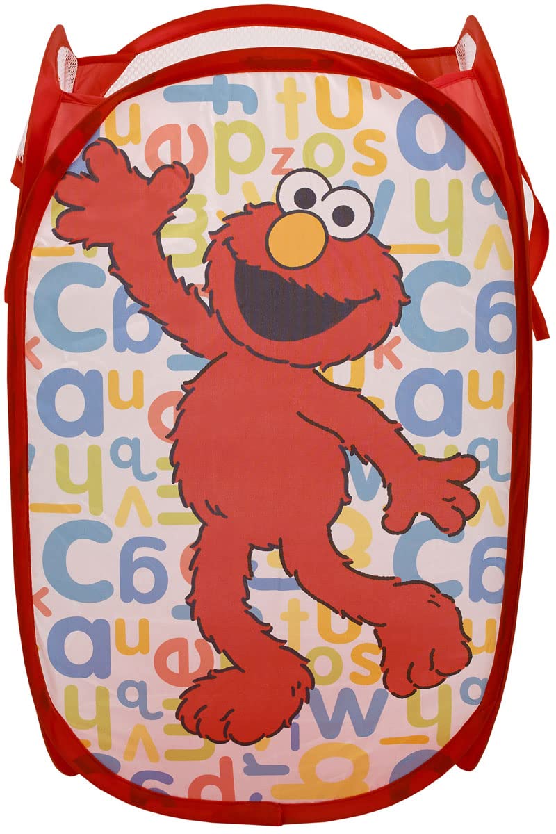 Crown Crafts Infant Products Sesame Street Elmo Pop Up Hamper - Mesh Laundry Basket/Bag with Durable Handles