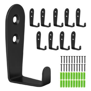 cgbe coat hooks for wall, heavy duty outdoor hooks for hanging towel no rust outside towel hooks wall mounted with screws and anchor for key, towel, bags, cup, hat (10 pack black)