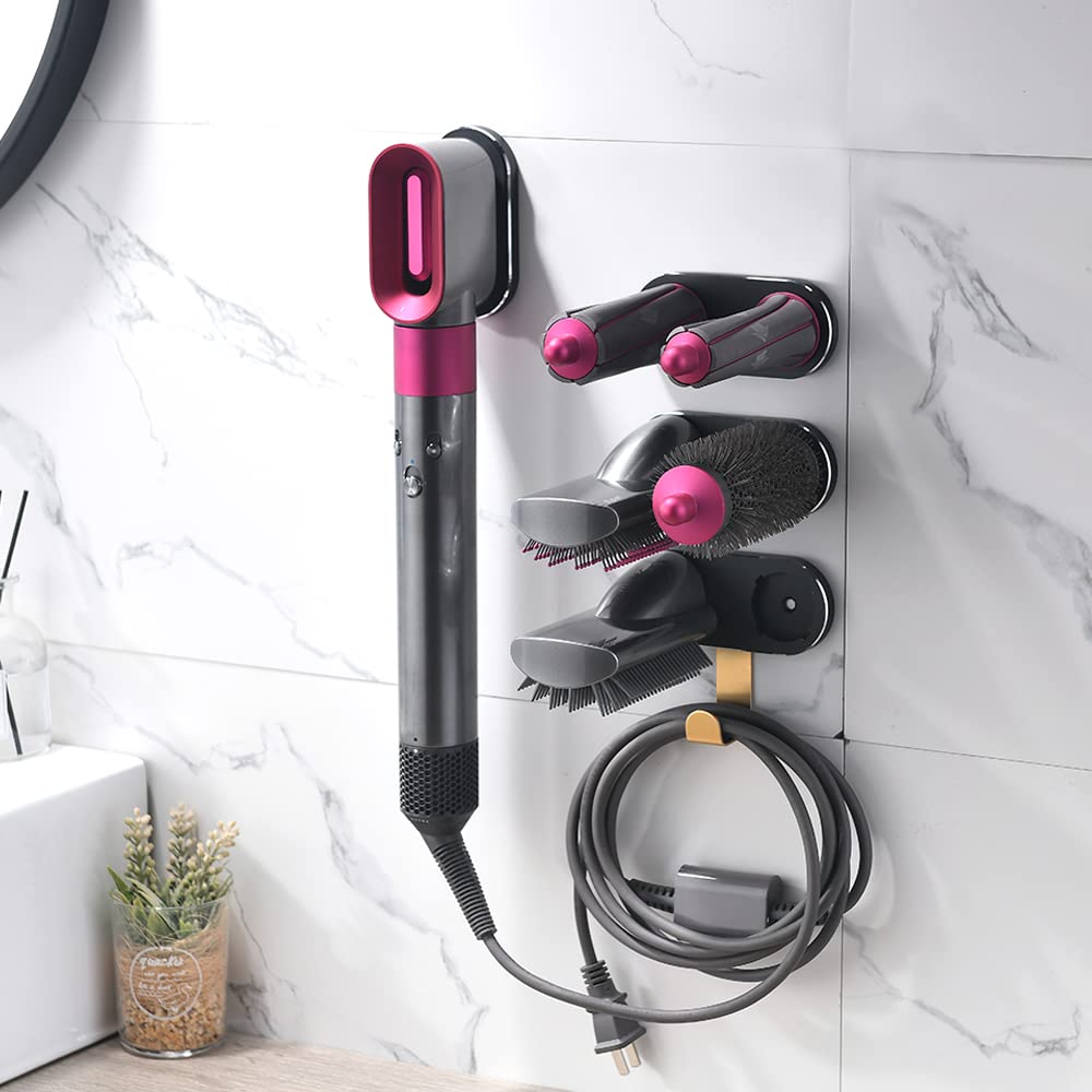 Luvitory Wall Mount Holder for Dyson Airwrap Styler Hair Curling Iron Barrels and Brushes, Metal Organizer Storage Rack, Curling Iron and Accessories Organizer Rack, Suitable for Home Bedroom Bathroom