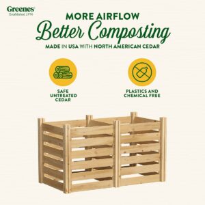 Greenes Fence Cedar Wood Composter, 24" W x 48" L x 31" H / 154.6 Gallons - Made in USA with North American Cedar