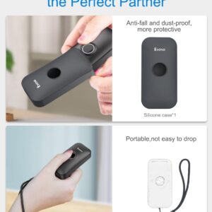 Eyoyo Mini 1D Bluetooth Barcode Scanner with Case, 3-in-1 Bluetooth & USB Wired & 2.4G Wireless Barcode Reader Portable Bar Code Scanning Work with Windows, Android, iOS, Tablets or Computers(Black)