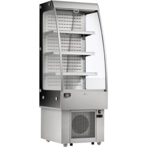 Nexel Refrigerated Open Air Merchandiser w/Curtain, 8.8 Cu. Ft., Stainless Steel