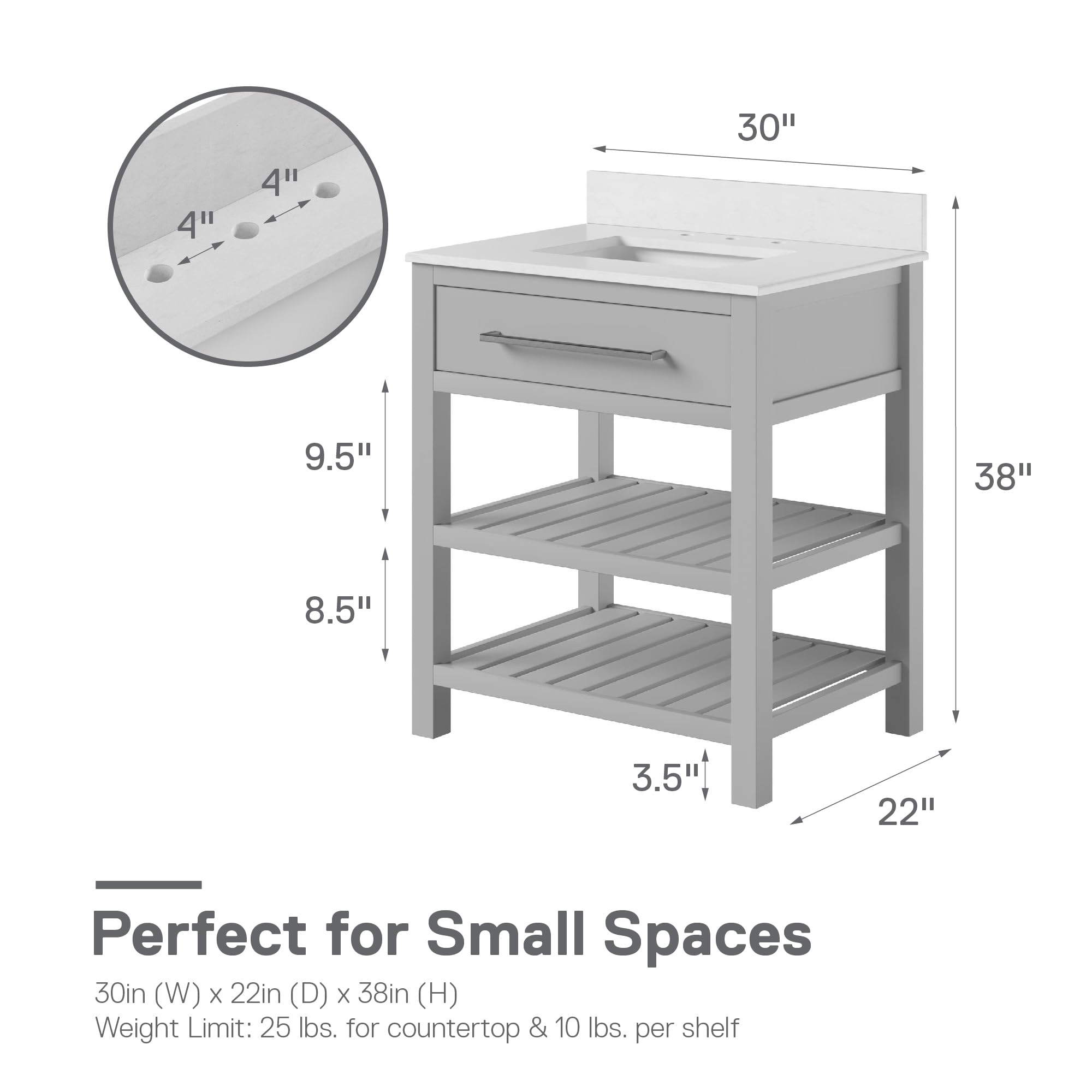 DHP Camden 30” Bathroom Vanity, Gray