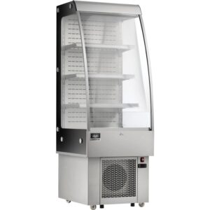 Nexel Refrigerated Open Air Merchandiser w/Curtain, 8.8 Cu. Ft., Stainless Steel