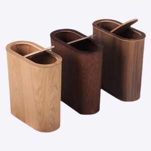 DRSFF Ultra-Narrow Trash Can for Bathroom Kitchen Gap ， Nordic Wooden Large Garbage Bin Bedroom Offices Durable Rubbish Container Wastebasket with Swing Top Lid (Color : B)