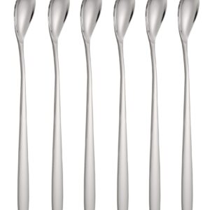 Iced Tea Spoons Set of 6 Stainless Steel Coffee Stirring Spoons Cocktail stir sticks Spoons Ice Cream Spoons with Long Handle