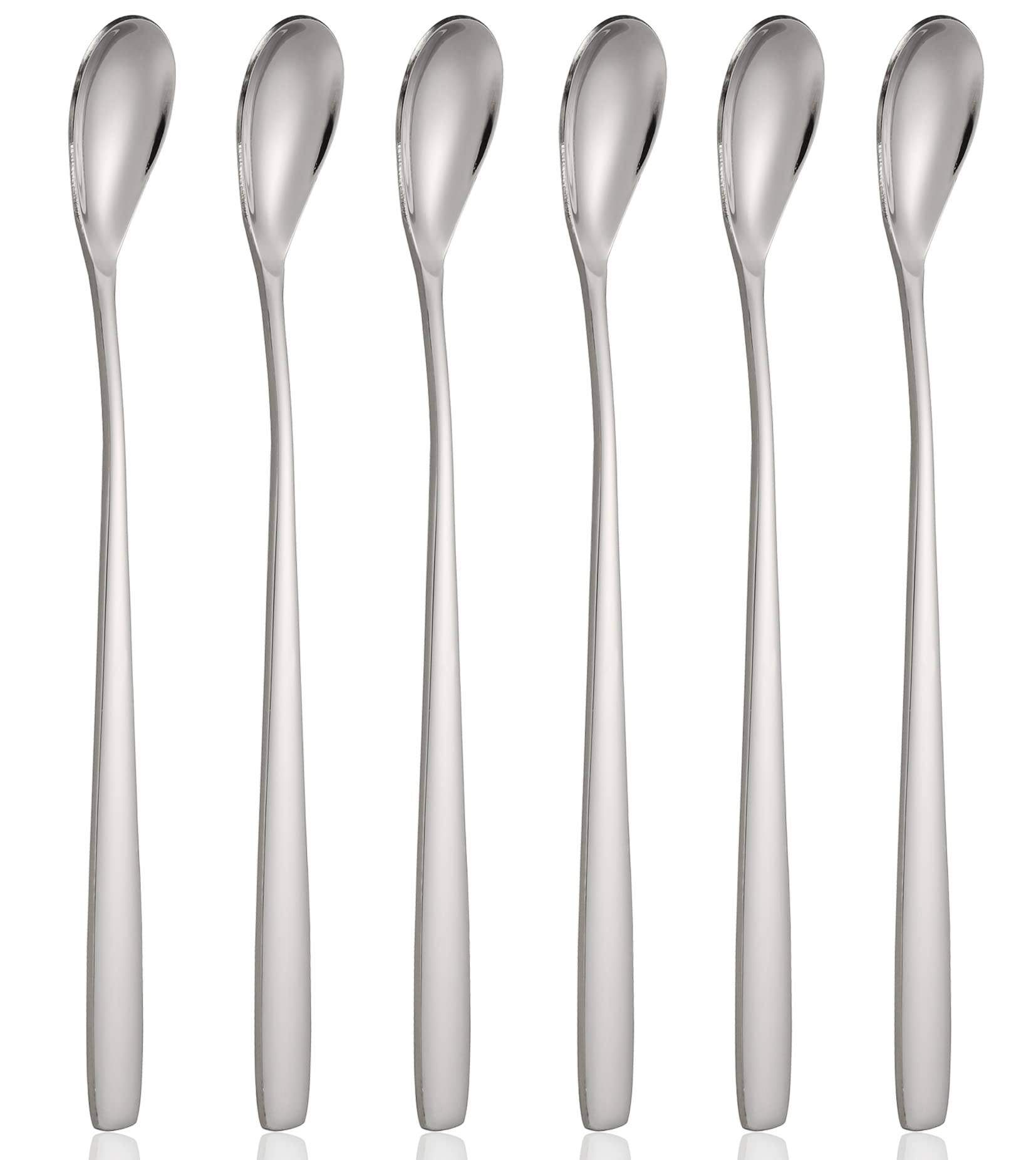 Iced Tea Spoons Set of 6 Stainless Steel Coffee Stirring Spoons Cocktail stir sticks Spoons Ice Cream Spoons with Long Handle