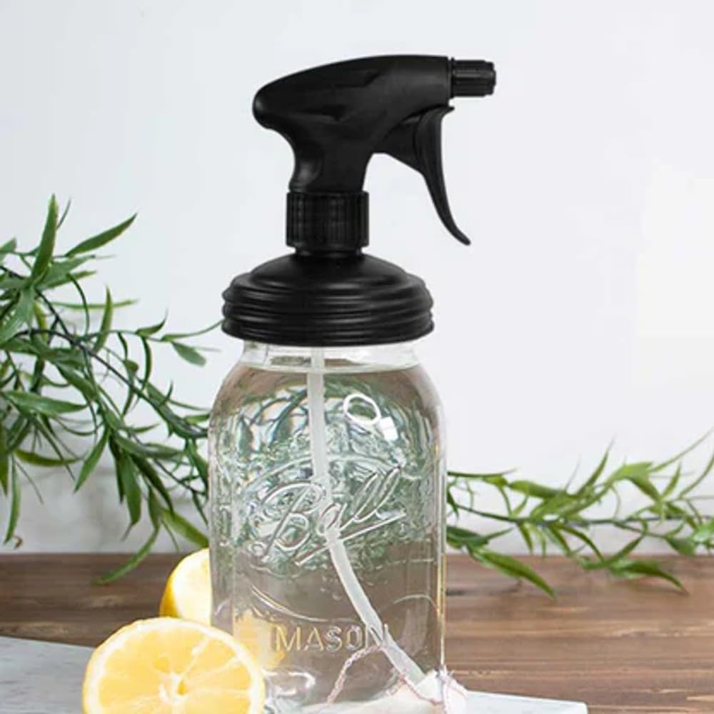 reCAP Mason Jar Spray Lid | Regular Mouth | Black | Made in the USA | Leak-proof | Freezer-proof