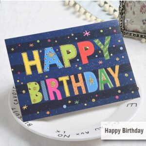 OfficeCastle 6 pcs Gold Foil Birthday Cards - Birthday Greeting Card Set for Women, Men, and Kids, 7”Lx5”H