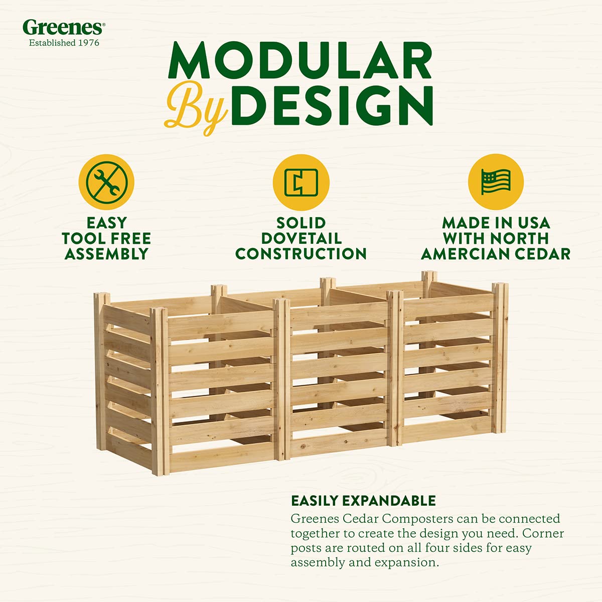 Greenes Fence Cedar Wood Composter, 24" W x 48" L x 31" H / 154.6 Gallons - Made in USA with North American Cedar