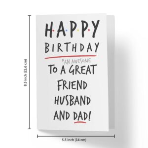 Karto Sweet and Funny Birthday Card For Husband, Large 5.5 x 8.5 Greeting Card, Birthday Cards For Husband, Birthday Card For Husband From Wife Friend Husband Dad