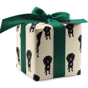 Cute Black Labrador Retriever Gift Wrap, Black Lab Wrapping Paper, Dog Christmas Birthday Party Decoration Decor (6 foot x 30 inch roll)