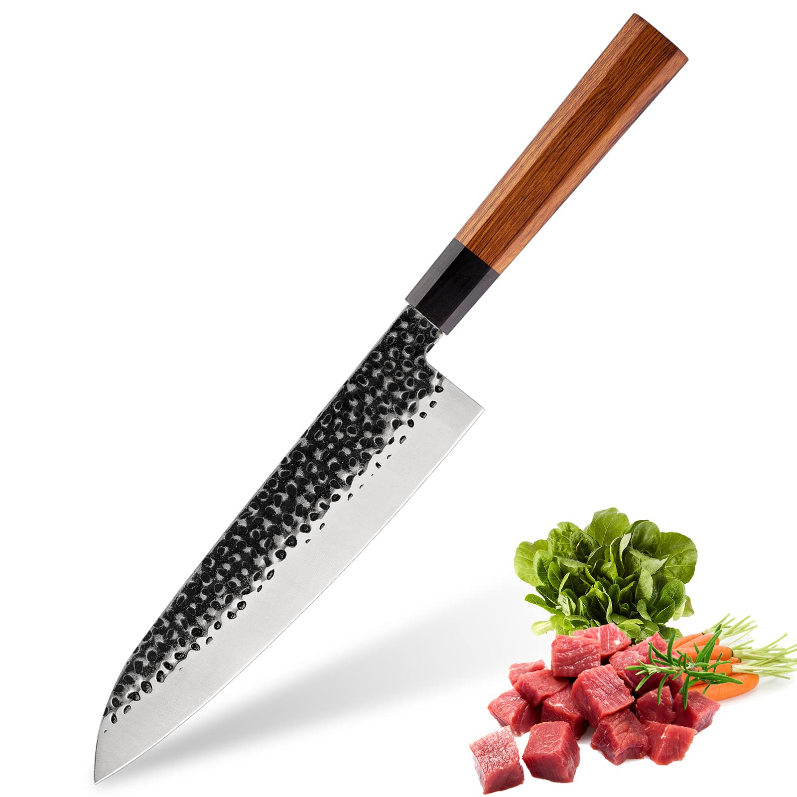 Japanese Chef Knife, 8 Inch Professional Kitchen Knife Forged Kitchen Chef Knife with Octagonal Handle Chef‘s Knives for Home & Restaurant Professional cooking knives