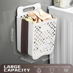 Pansyling Plastic Foldable Laundry Basket with Handle, 42L Wall Mounted Laundry Hamper Freestanding Dirty Clothes Hamper, Collapsible Laundry Baskets Pop Up Hamper Storage Container for Snacks Dolls