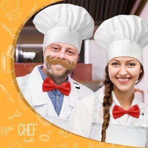 SATINIOR 4 Pcs Halloween Chef Costume Chef Apron Hat Set for Men Chef Hat White Apron Baker Costume Red Bow Tie Fake Beard Moustache for Halloween Cosplay Party