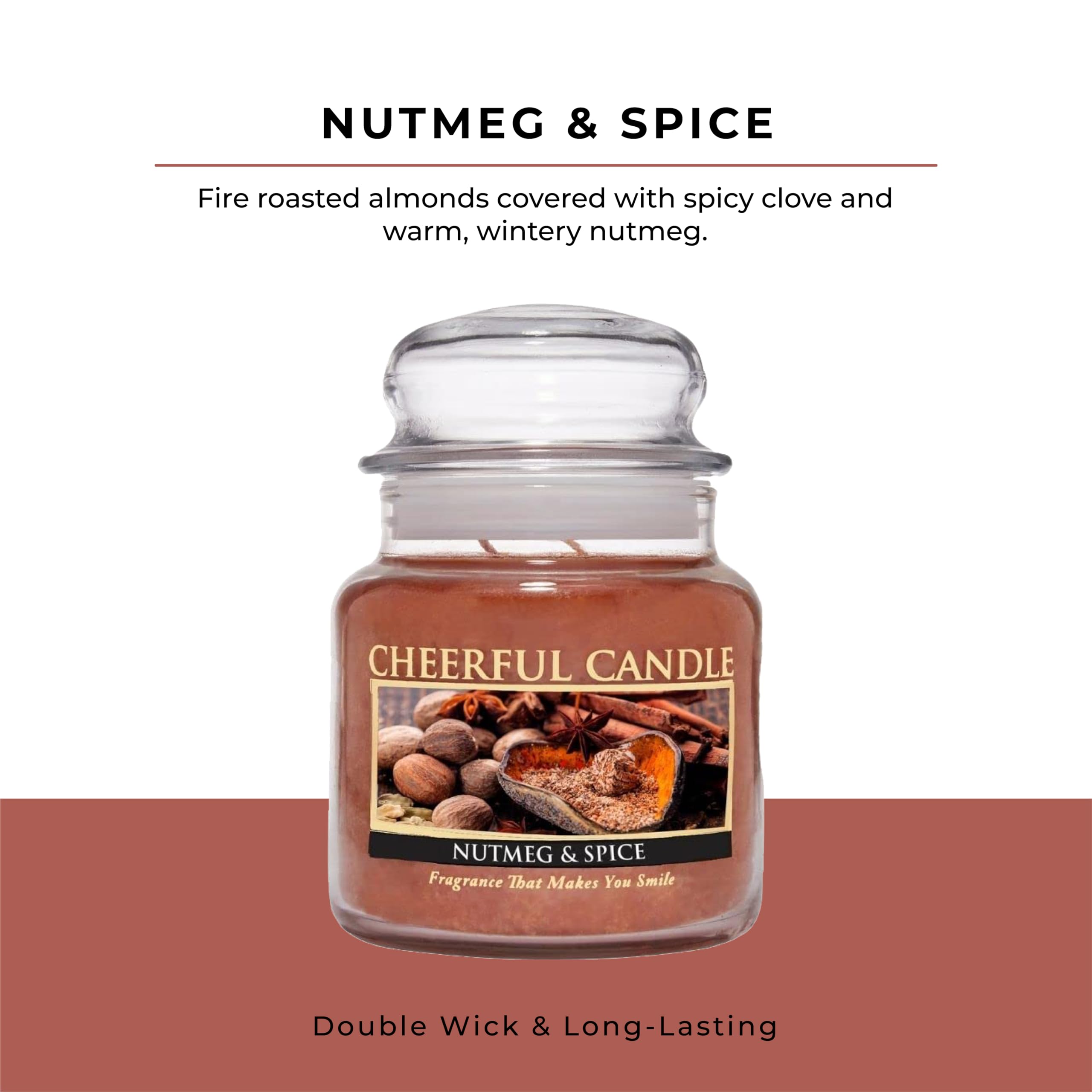 A Cheerful Giver - Nutmeg & Spice - 16oz Scented Candle Jar - Cheerful Candle -80 Hours of Burn Time, Candles Gifts for Women