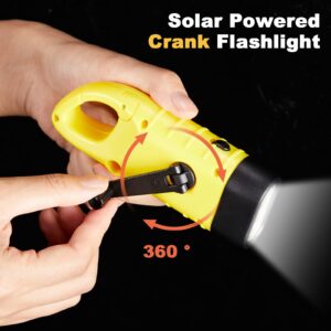 4 Pack Hand Crank Solar Powered Flashlight Emergency Rechargeable Led Flashlight Survival Gear Self Powered Charging Torch for Fishing Boating Hiking Backpack Camping Safety Weather Emergency Pack