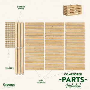 Greenes Fence Cedar Wood Composter, 24" W x 48" L x 31" H / 154.6 Gallons - Made in USA with North American Cedar