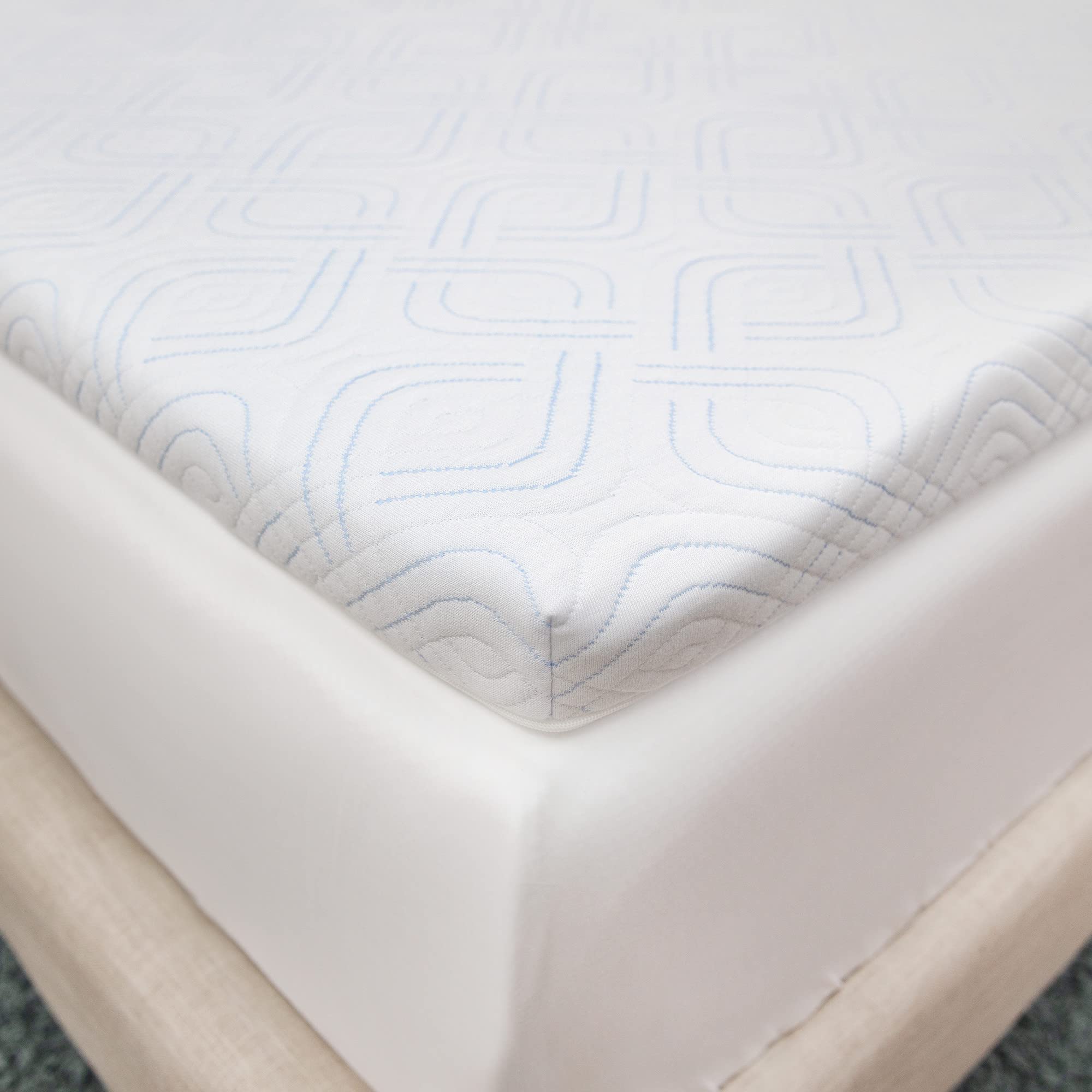 SensorPEDIC Majestic 2-Inch Gel Swirl Memory Foam Mattress Topper, King, White