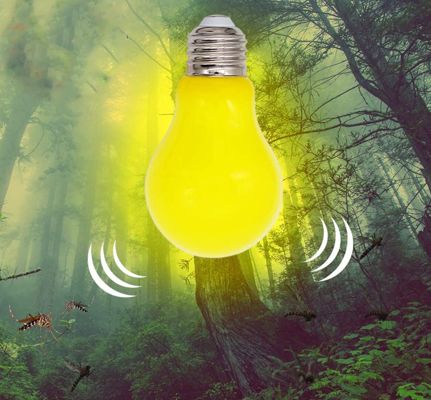 Qixivcom 4 Packs 3W A19 LED Bug Light Bulbs Yellow LED Bulbs E26 Outdoor Bug Light Bulb 25W Equivalent 2000K Amber Glow Bug Light Bulb Night Light for Bedroom Garden Patio Porch Backyard Hallway