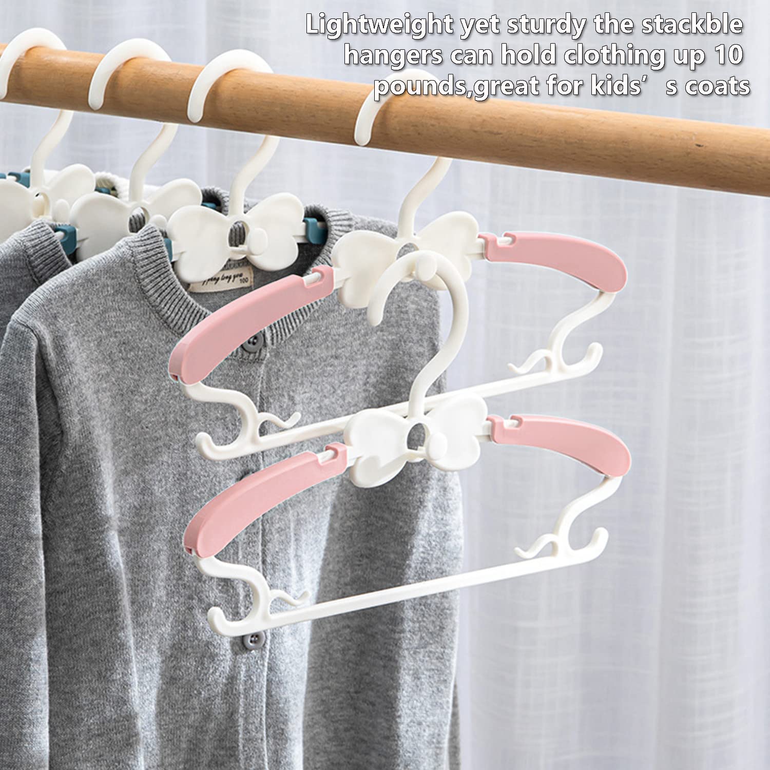 WJWSKI Baby Hangers for Closet - 20 Pack Baby Clothes Hangers,Adjustable Baby & Kids Hangers for Nursery,Cascading Plastic Childrens Hangers & Infant Hangers for Closet- Space Saving