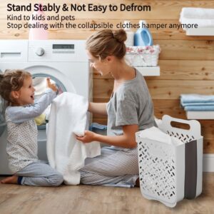 Pansyling Plastic Foldable Laundry Basket with Handle, 42L Wall Mounted Laundry Hamper Freestanding Dirty Clothes Hamper, Collapsible Laundry Baskets Pop Up Hamper Storage Container for Snacks Dolls