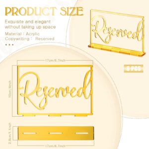 Yalikop 6 Pieces Acrylic Reserved Table Sign Wedding Signs Reserved Signs for Tables Acrylic Standing Reserved Wedding Signs for Wedding Seating Reservation Restaurant Business Office (Gold)